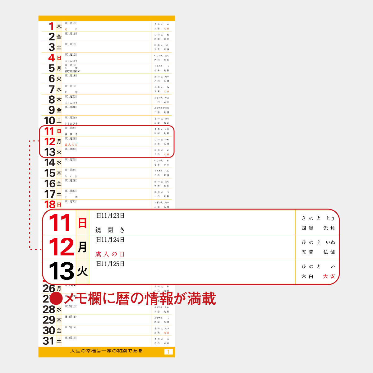 SG-101 短冊 数字月表(紐付)