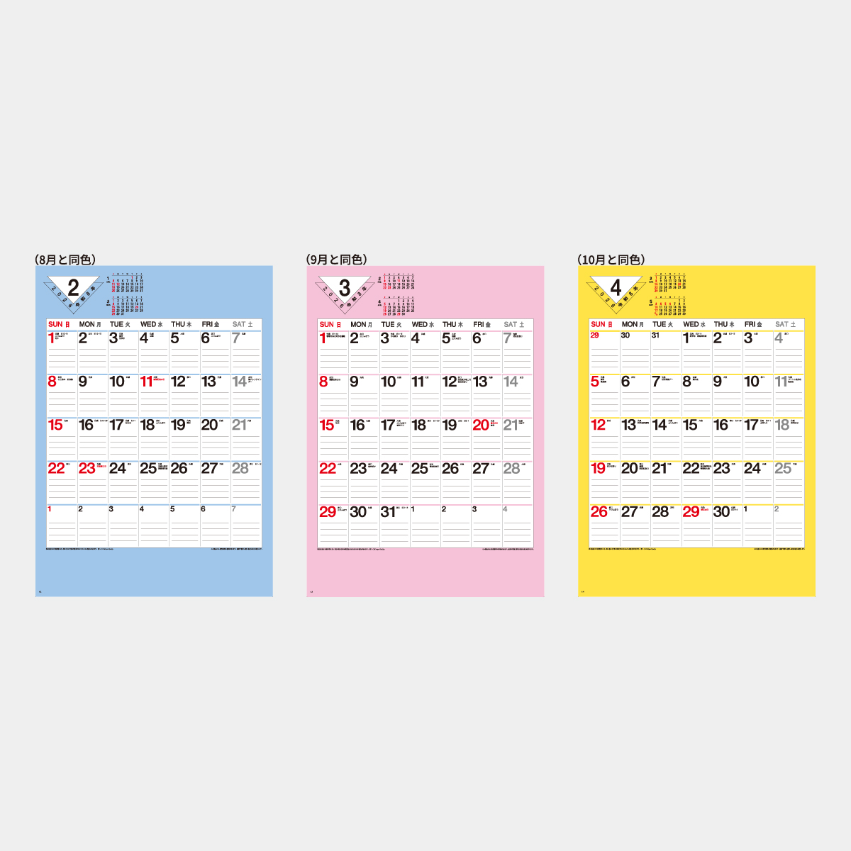 SR-562 スケジュールカラー文字月表