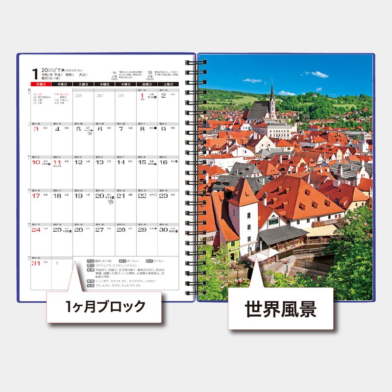 TD-140 ダイアリ― A5・世界風景1週間・リング