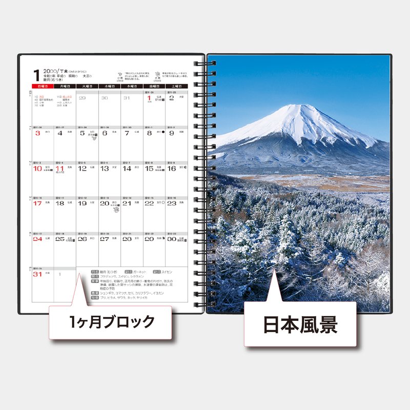 TD-142 ダイアリ― A5・日本風景1週間・リング