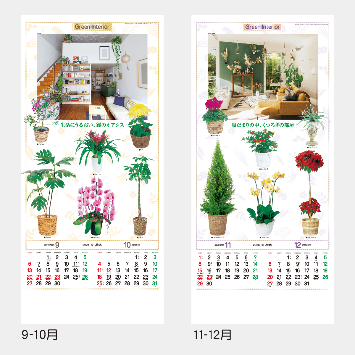 TD-782 観葉植物2026年版の名入れカレンダーを格安で販売 - 名