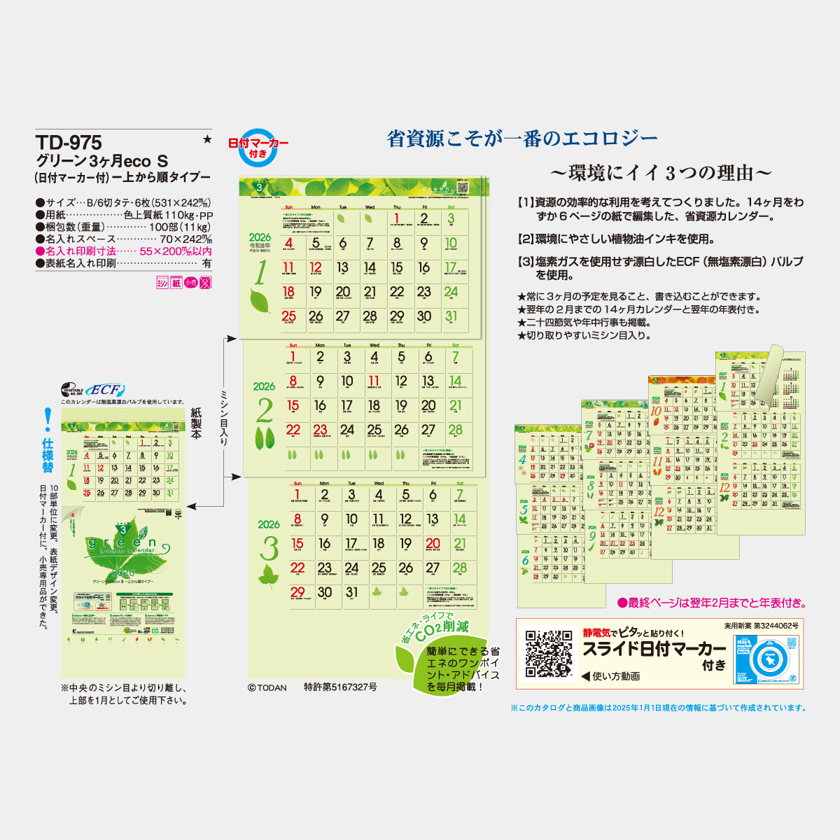 TD-975 グリーン3ヶ月eco S(上から順)