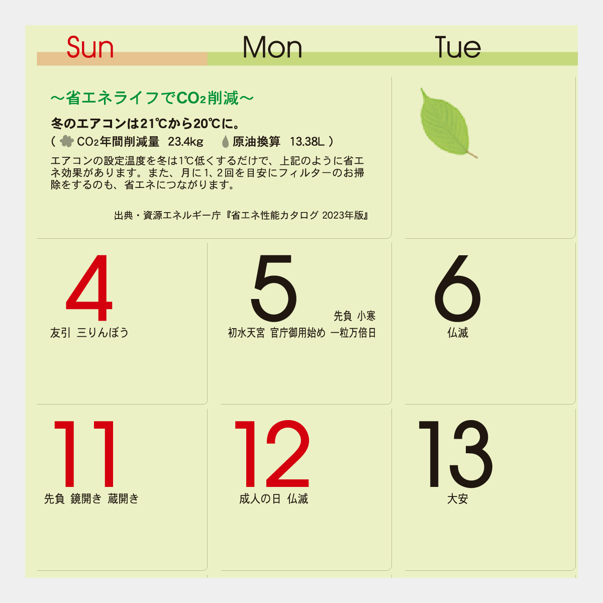 TD-975 グリーン3ヶ月eco S(上から順)