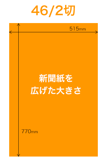 46/2切 新聞紙を広げた大きさ 770 x 515 mm