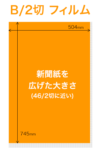 B/2切 新聞紙を広げた大きさ（46/2切に近い）740 x 500 mm